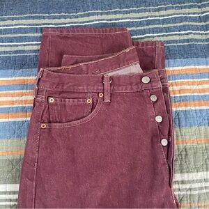 NWOT Rare Levi's 501 denim red jeans 36x30